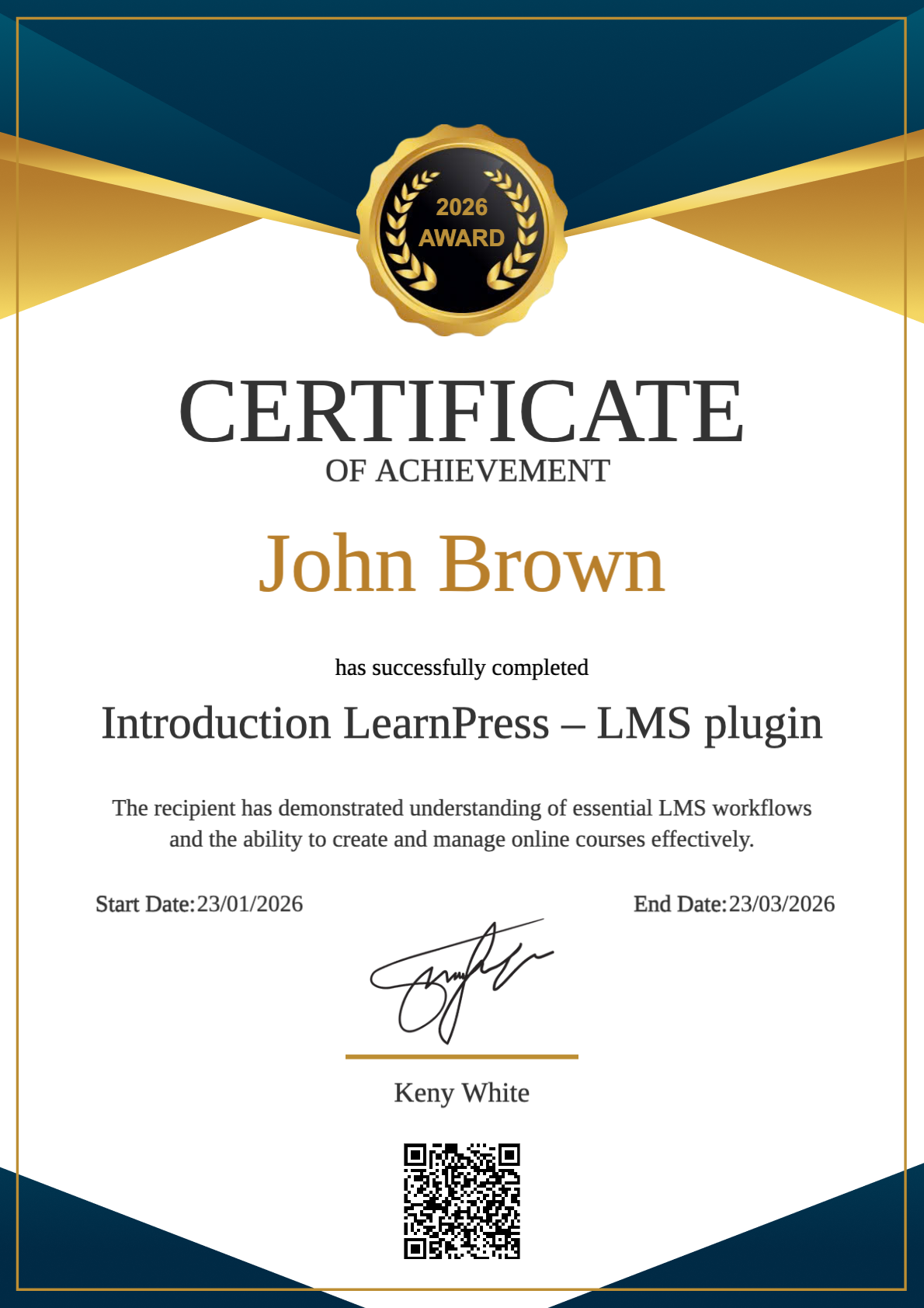 Earn a Recognized LearnPress Certificate