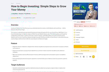 Eduma education WordPress theme hero layout - single course design