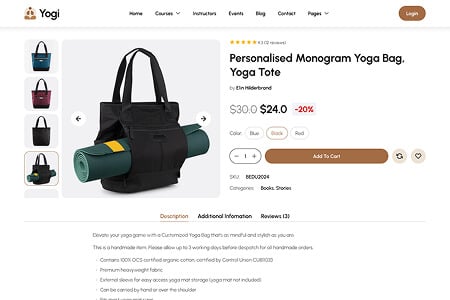 Eduma education WordPress theme hero layout - yoga design