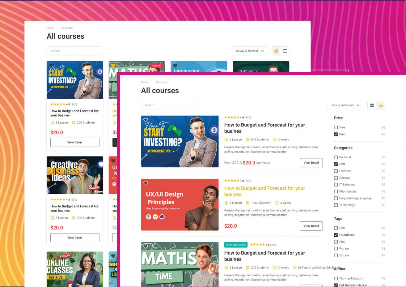 Eduma education WordPress theme for LearnPress - Courses layout