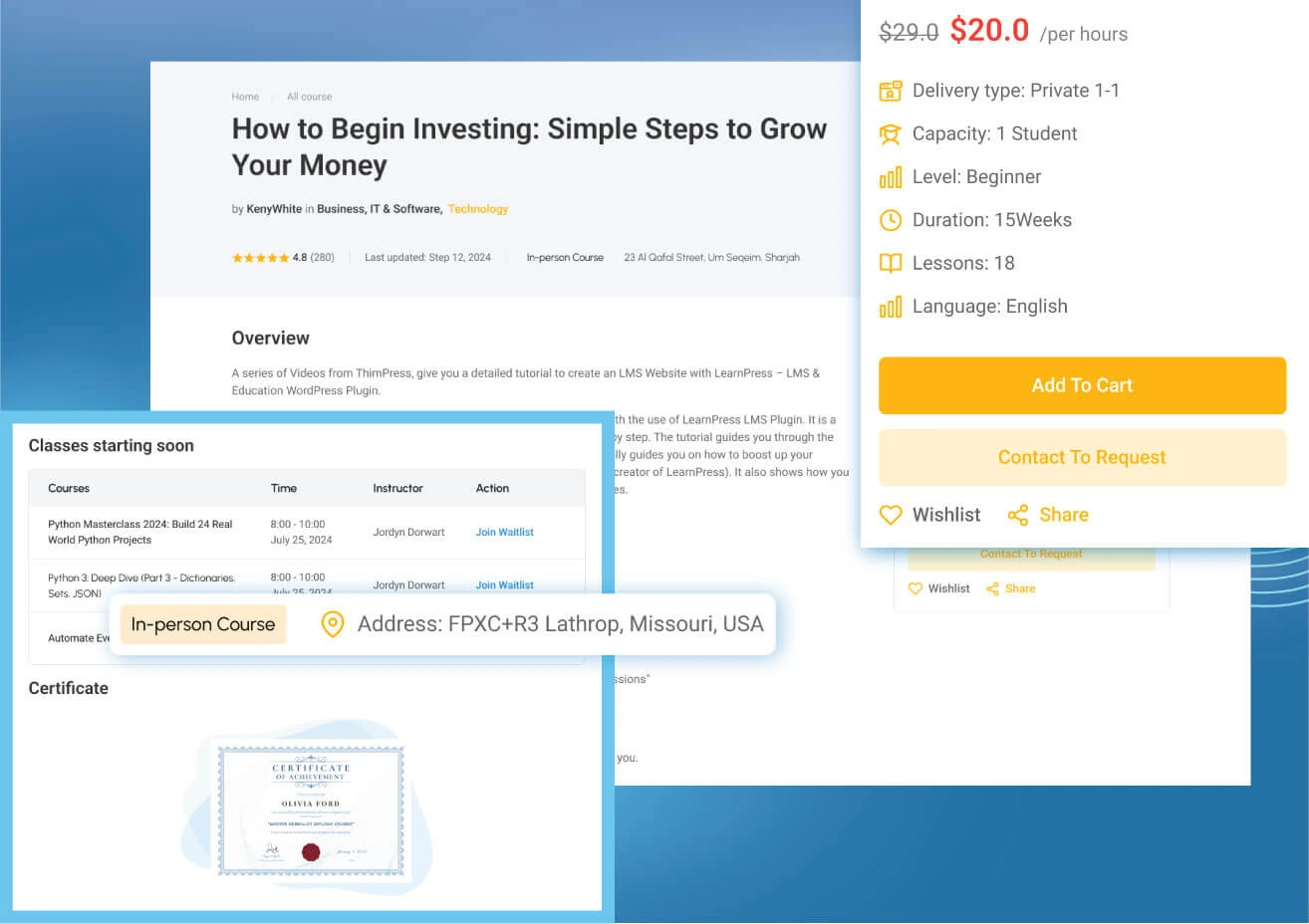 Eduma education WordPress theme for LearnPress - course offline layout