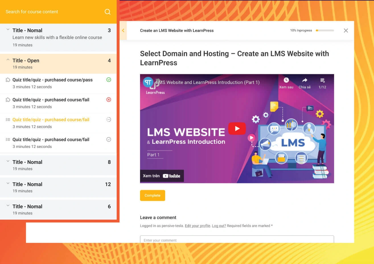 Eduma education WordPress theme for LearnPress - learning layout