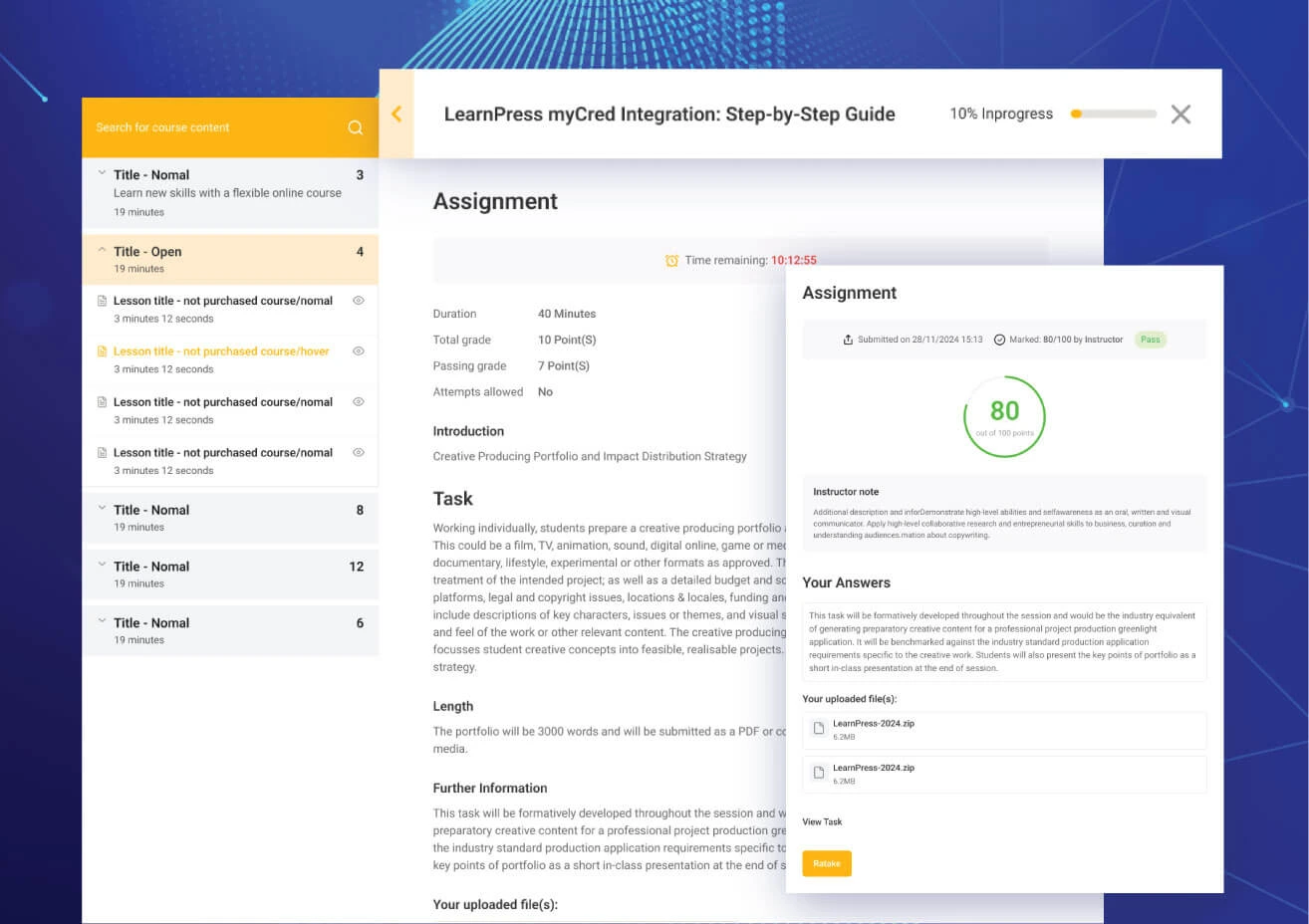 Eduma education WordPress theme for LearnPress - learning assignment layout