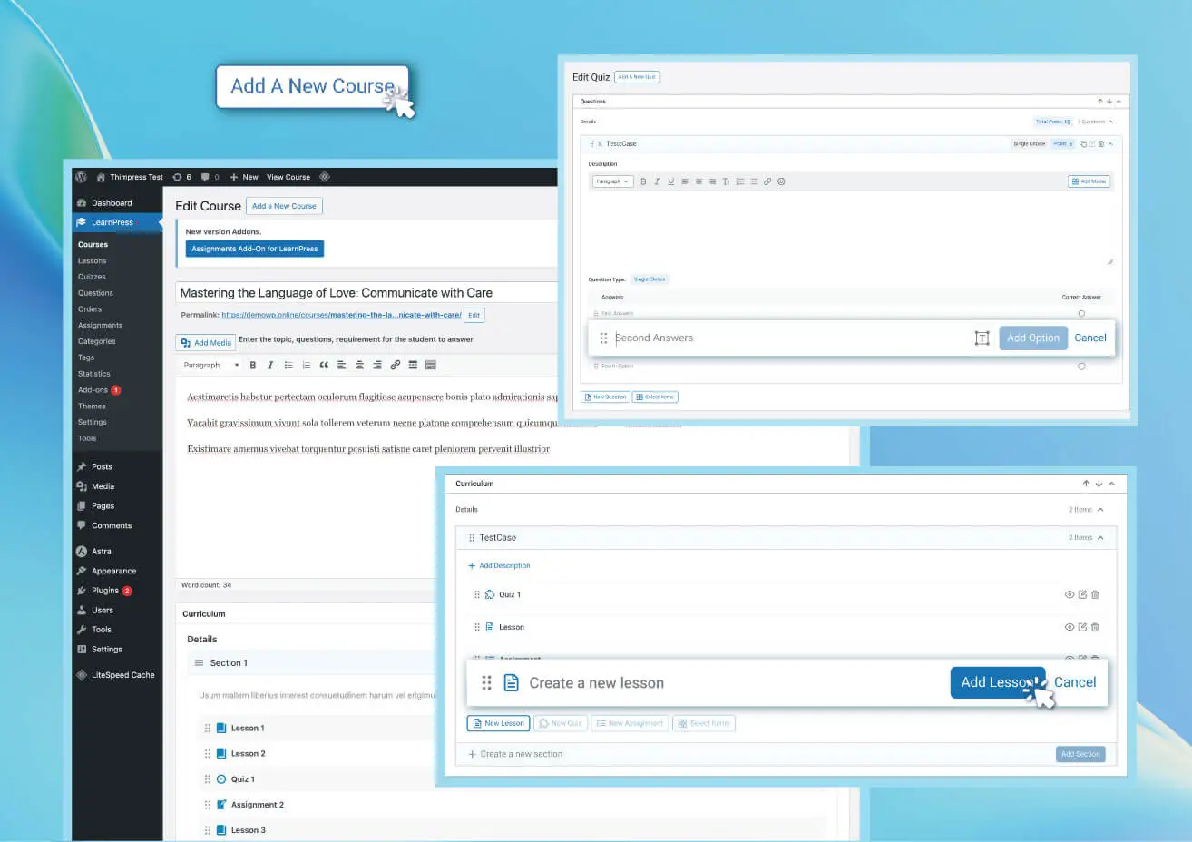 Eduma education WordPress theme for LearnPress - create course layout