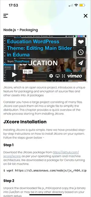 Eduma education WordPress theme mobile app - learning lesson layout
