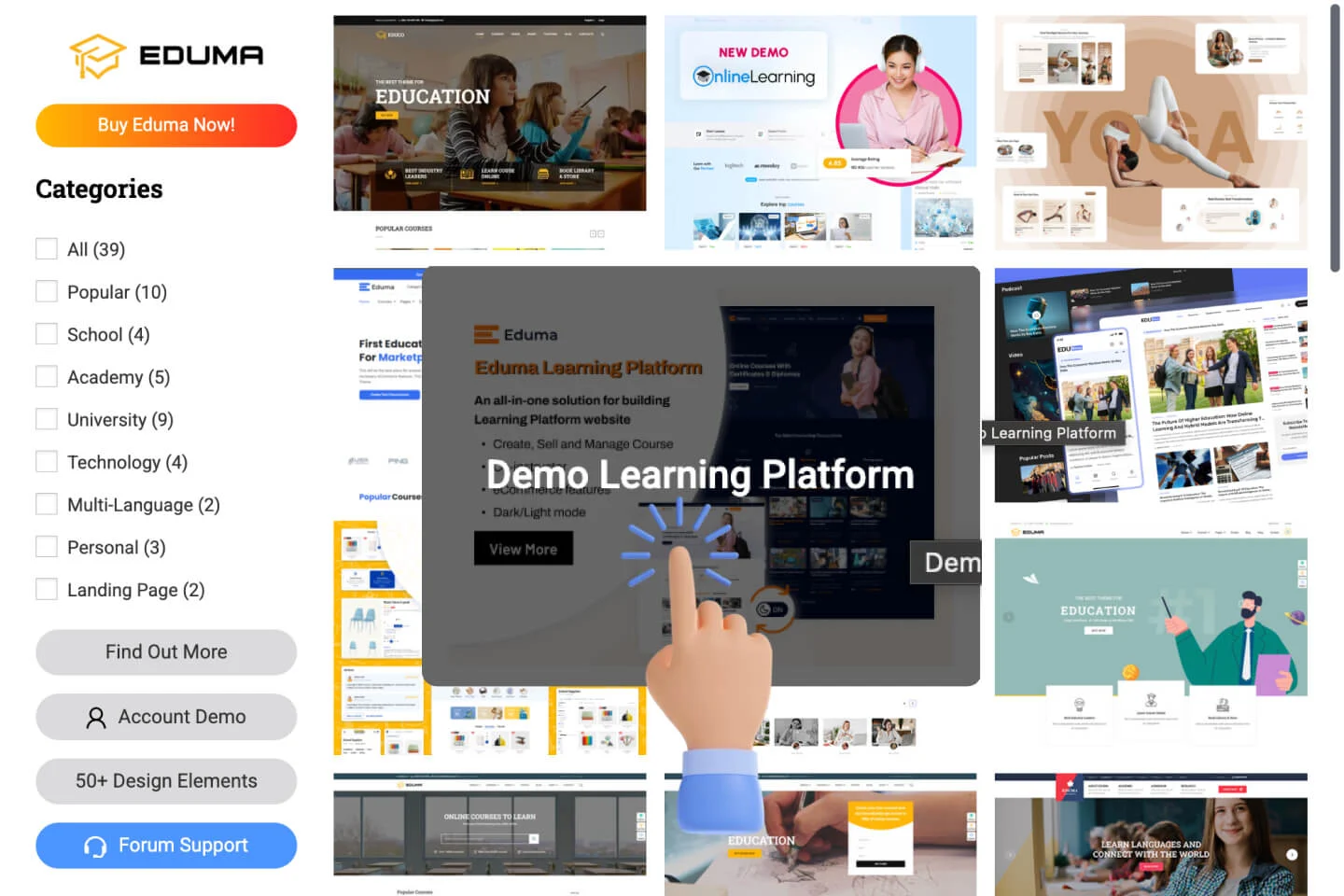Eduma education WordPress theme one click import demo